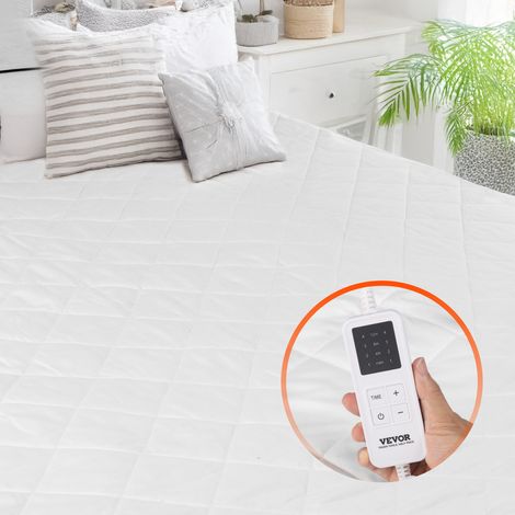 VEVOR Coprimaterasso Riscaldato, 150 x 80 cm, Scaldaletto Elettrico con Controllo 4 Impostazioni Calore, Timer 12 Ore, Spegnimento Automatico Dopo 8 Ore, Lenzuola per Materasso con Tasca Elastica