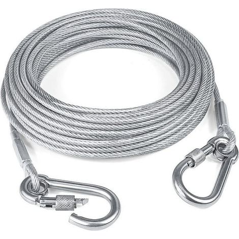 Câble d'attache pour chien 15m, cordon de longe résistant pour gros chien, laisse de jardin robuste avec mousqueton, équipement extérieur pour chien, fixation au sol (1/3)