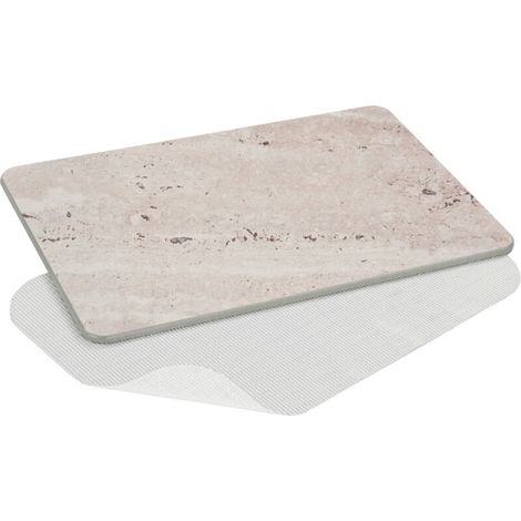 Tapis de bain Puna 60x39 cm gris antidérapant diatomite absorbant séchage rapide tapis de douche hygiénique antimoisissure sécurité avec anti-rutsch-netz pour baignoire et douche en granitoptik