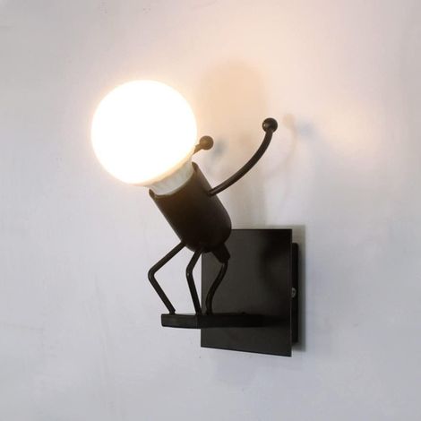 Applique Murale Interieur Fer Moderne Lumière murales noire e27 pour Chambre D'enfants Couloir Restaurant Ampoule non Incluse (1/5)