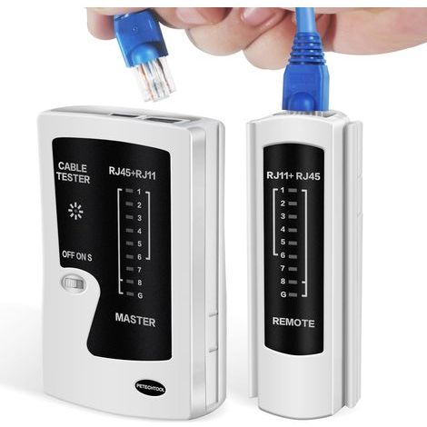 Testeur de Câbles Ethernet Réseau, Compatible avec Câbles LAN RJ45 Cat5 Cat5e Cat6 Cat6a Cat7 UTP/Bobinés et Câbles RJ11 RJ12 (1/5)