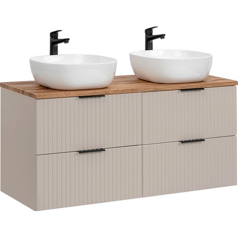 Meuble double vasque 120cm Adriel Cachemire et Bois (1/5)