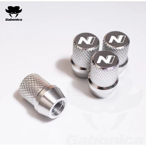 (Argent) Lot de 4 bouchons de valve de pneu de voiture, accessoires de style automobile compatibles avec N LINE KONA ACCENT TUCSON SANTA Creta Kauai Azera (1/5)