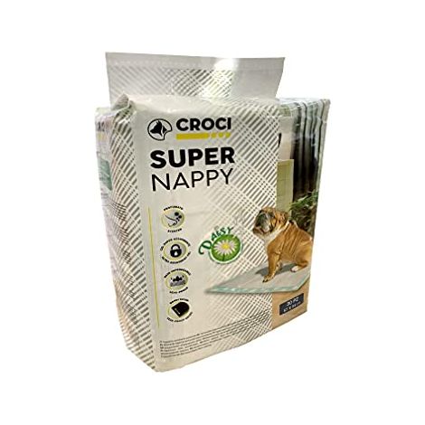 Croci Super Nappy Daisy - Tappetini Igienici per Cani 57X54 cm 30 Pezzi - Traverse Cani e Animali Domestici, per Pipi Cane e Gatto Ultra Assorbenti Usa e Getta, Antiodore e Profumati (1/3)