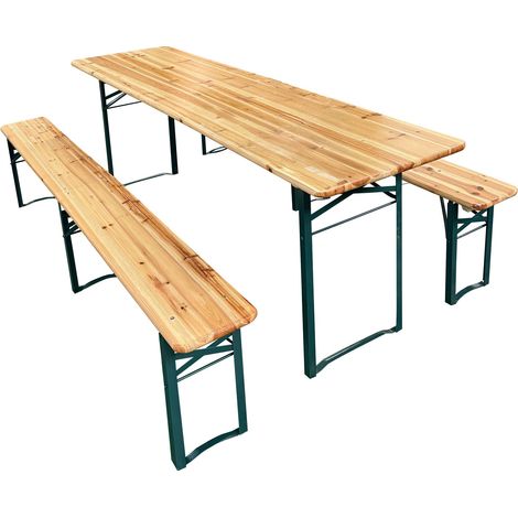 Axi Toon Ensemble De Table Et Bancs De Brasserie, En Acier Et Bois  Set De Pique-Nique Pliants  Extérieur / De Jardin - 220 X 60 X 76 Cm