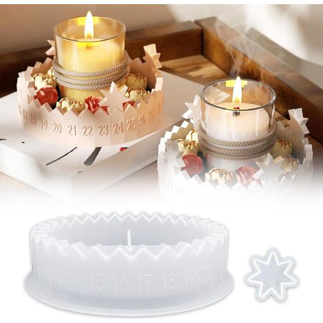 Moules en Silicone,Calendrier de l'Avent pour Bougies de Noël 1-31,Calendrier de Compte à Rebours Bougeoir (1/5)