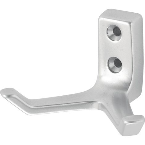 Mantelhaken 0033 zweifach Ausladung 55 mm Aluminium silberfarbig eloxiert Höhe 43 mm (1/4)