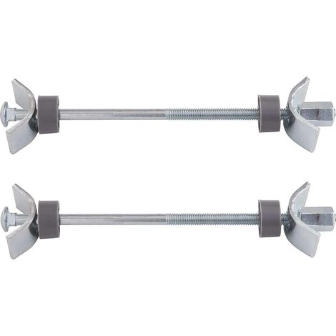 2x vis relieuse pour plan de travail M6 x 100mm avec étrier fixation et bague plastique ferrure assemblage jonction panneaux bois meuble lit goujon connecteur (1/2)
