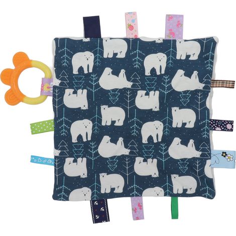 Couverture câlin bébé sensorielle apaisante en peluche douce avec étiquettes colorées et anneau de dentition sans odeur pour nourrisson nouveau-né Type 1 (1/5)