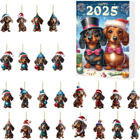 Calendrier De Lavent Pour Chiens - 24 Figurines Collectibles Miniatures DIY - Boîte Calendrier De Noël 2026 - 24 Jours (1/4)