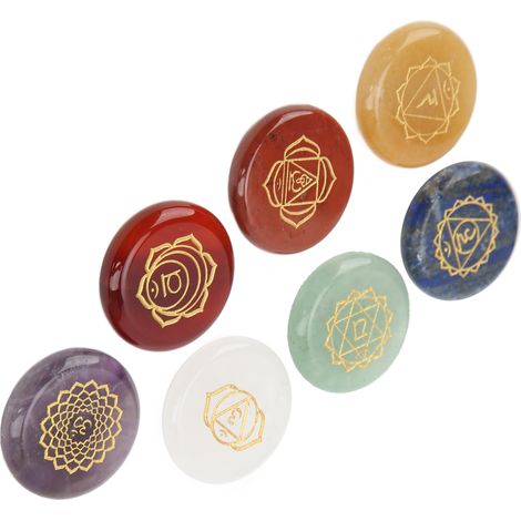 Pierres de chakra, pierre de guérison énergétique des sept chakras, pierre runique d'aura, amulette décorative (1/5)