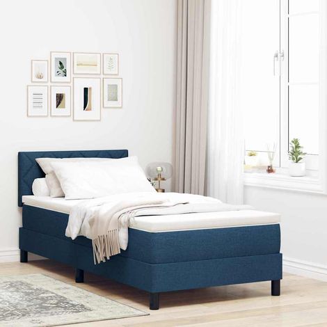 Boxspringbett mit Matratze mit Kopfteil Blau 90 x 190 cm Stoff