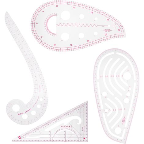4Pcs Curve Ruler MultiFunction Vary Form Sewing Grading Proofing Plastic Clothing Design Tool (1/5)