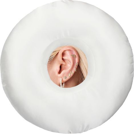 Oreiller de piercing d'oreille en satin pour les personnes dormant sur le côté, coussin de piercing soyeux avec trou d'oreille pour soulager les douleurs à la tête et aux oreilles, coussin (1/5)