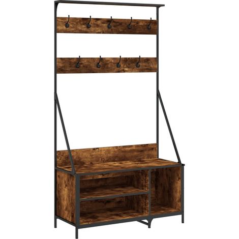 Maison Exclusive - Appendiabiti con Porta Scarpe Rovere Fumo 100x41x184 cm