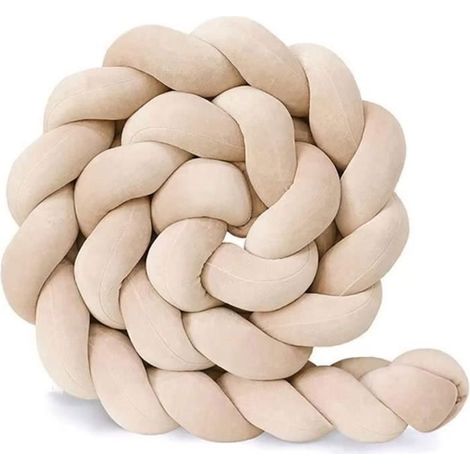 Coussin serpent tressé 3M velours beige pour tour de lit ou canapé 100% fait à main (1/4)
