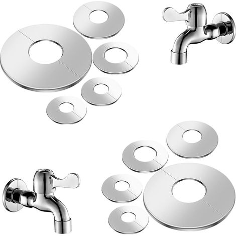 10 Pcs Rosace Robinet, rosaces pour tuyau de chauffage Rosace Mitigeur Douche 22mm/26mm/34mm/42mm/51mm Inoxydable Cache Tuyau, Rosace Radiateur pour Robinets Tuyaux Robinets (1/5)