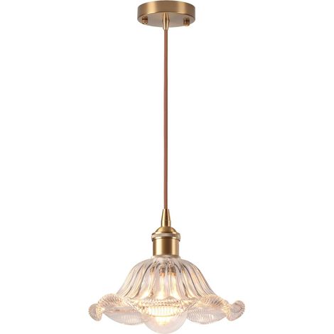 Suspension Luminaire Industrielle E27 Lustre à Fleurs Créatif Abat-jour en Verre Luminaire Plafonnier Déco pour Cuisine Salle à Manger Chambre (1/5)