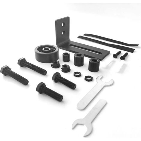 1pc Heavy Duty Black Carbon Steel Sliding Door Guide Adjustable Roller Wall Mounting System (1/3)