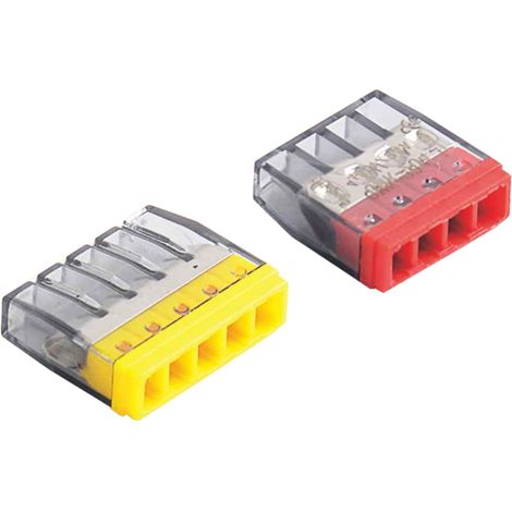 Sachet Mixte de 135 Connecteurs Électriques - 2 Pôles (18), 3 Pôles (12), 4 Pôles (22), 5 Pôles (18), 8 Pôles (20) - Polycarbonate Transparent - Fil rigide 0.5 à 2.5 mm² - 24A / 450V AC -40°C/+85°C - (1/3)