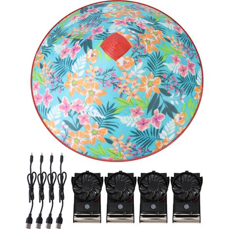 Chapeau ventilateur motif floral étanche pluie – Silencieux soleil avec 4 ventilateurs solaires projecteur travail pêche, protection (1/5)