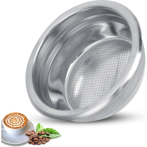 Filtros de café de acero inoxidable, filtro de café reutilizable de 58 mm, portafiltro, cesta de filtro de malla presurizada, repuestos para cafetera (para dos personas). (1/5)