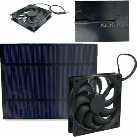10-W-Solar-Abluftventilator mit wasserdichtem Photovoltaikpanel für Hühnerställe und Gewächshäuser, Silikon-/Kunststoff-Materialset, Ventilatorabmessungen 12 x 12 cm und Panelabmessungen 14,5 x 14,5 x (1/5)