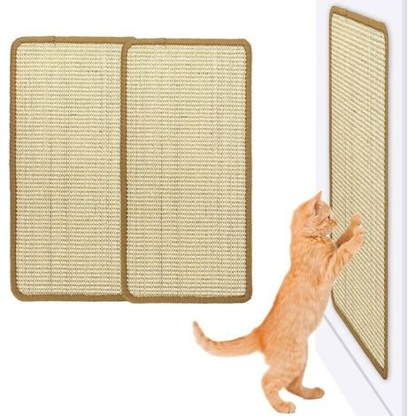 Postes rascadores para gatos, alfombrillas rascadoras de sisal, paquete de 2 unidades, felpudos autoadhesivos para gatos para proteger alfombras y sofás. (1/4)