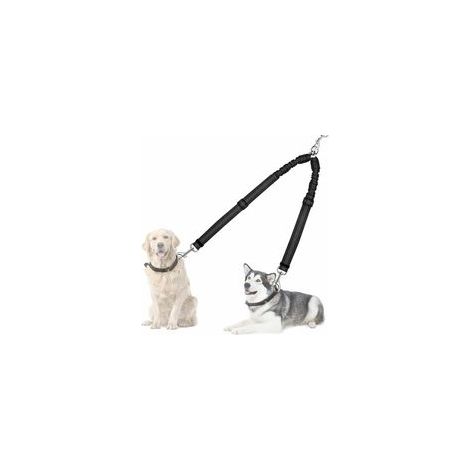 Séparateur de laisse double pour chien, sans enchevêtrement, rotation à 360°, coupleur de laisse pour chien pour promener 2 chiens, double laisse réfléchissante absorbant les chocs ré (1/4)
