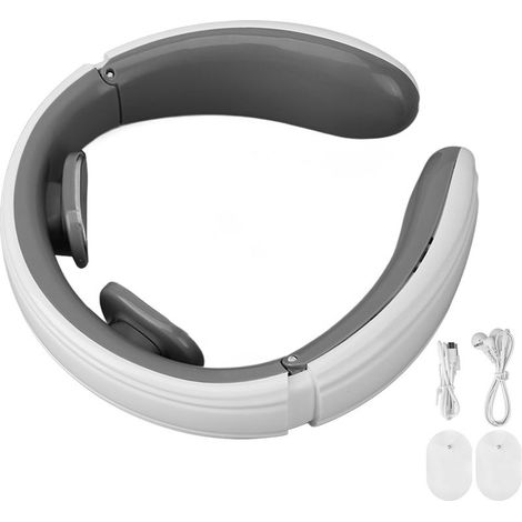 Masseur de nuque à impulsions électriques, 6 modes, 9 intensités, compresse chaude, vibrations, blanc-AquaForge (1/5)