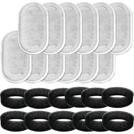 12 Pièces Filtre Fontaine Eau Chat(Blanc), 12 Pièces Éponges Mousse Noir, Abreuvoirs Filtration Charbon Actif pour Cheveux Filtrants, Filtres Remplacement avec Système Filtration Trois Couches (1/5)