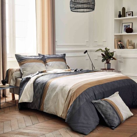 Parure de lit satin de coton Tiago noir 200x200 cm - Tradilinge (1/3)