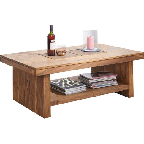 tavolino da salotto in legno di Sheesham / palissandro 118x70x45 marrone tinto TURIN 17 (1/3)
