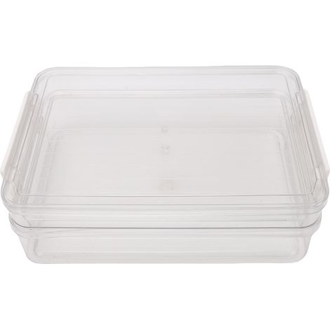2 bacs de rangement en plastique transparent avec couvercles à clipser, boîtes empilables portables pour documents A4, organiseur de dossiers L + S (1/5)