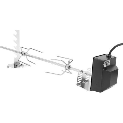 Kit girarrosto per barbecue elettrico con motore, spiedo esagonale da 74 cm, acciaio inox (spina UE 220 V 50 Hz), capacità di carico 15 kg.