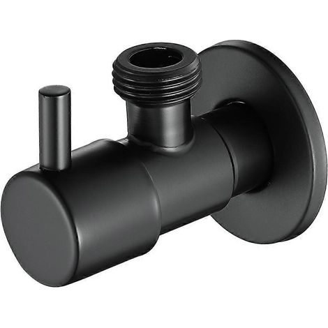 Vanne d'angle noire en acier inoxydable 304, vanne d'arrêt d'eau-- (1/5)