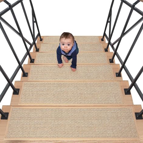 Tapis Antidérapant pour Marches d'Escalier,15 pièce,20 76.2cm Lavable, Pour Enfants et Animaux, Usage Intérieur, Machine à Pas (1/5)