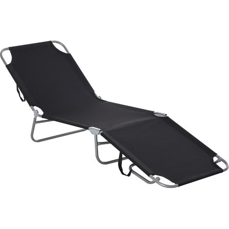 Outsunny klappbare Sonnenliege mit verstellbarer, mehrfach positionierbarer Rückenlehne, Metall und Polyester, schwarz