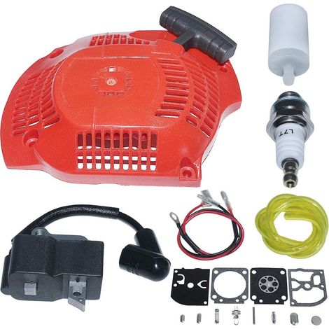 544071602 Lanceur à rappel 573935701 Bobine d'allumage pour tronçonneuse Husqvarna 445 450 avec kit de réparation filtre à carburant, conduite et bougie d'allumage. (1/5)