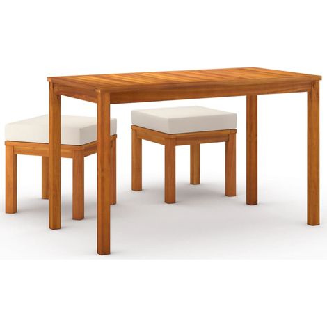 Maison Exclusive - 3-tlg. Garten-Essgruppe mit Kissen Massivholz