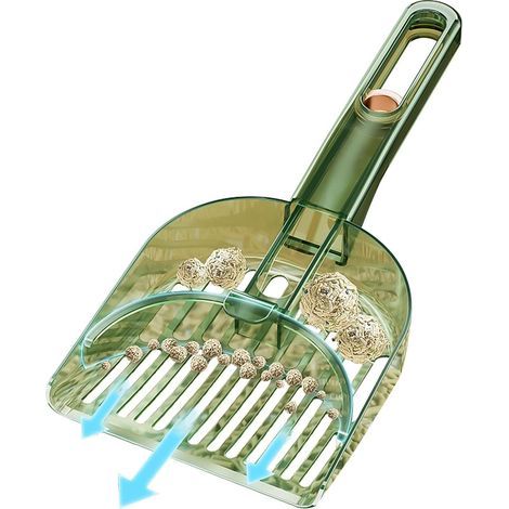 Pala per lettiera per gatti in plastica due in uno, larghezza regolabile, dotata di deflettore per setacciatura, facile da pulire, può essere appesa (1/5)