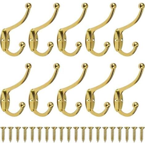 Retro-Garderobenhaken, Vintage-Wandhaken aus Metall für Bad, Küche, Schlafzimmer, Flur, 10 Stück, Gold