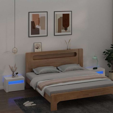 Mesitas de noche con LED 2 unidades  60x35x40 cm