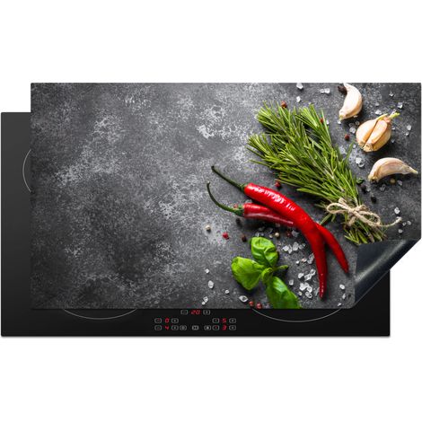 PROTECTION PLAQUE INDUCTION Poivre - Herbes - Épices - Béton Tapis Pour Induction 89.6x51.6 cm