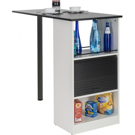Table de Cuisine et Meuble de Rangement Blancs - Coloris: Noir (1/4)