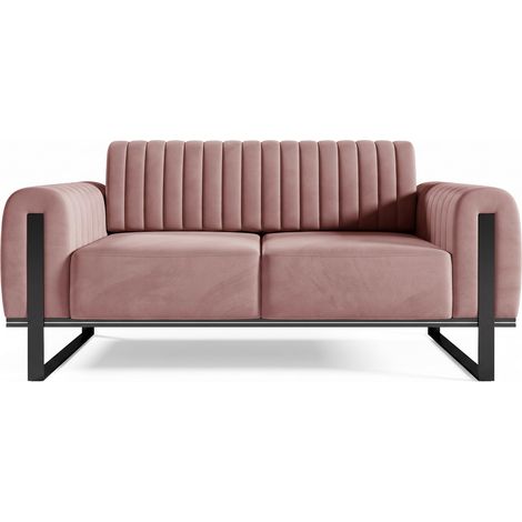 Selsey Parissa - Schlafsofa, Samt Rosa schwarze Füße, 164 cm (1/5)