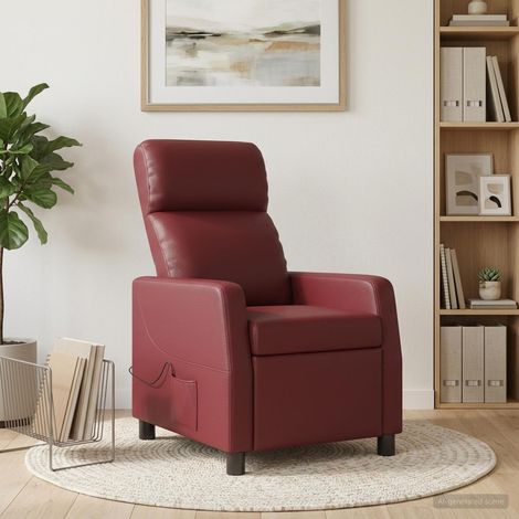 vidaXL Silla de masajes reclinable Rojo vino Cuero sintético (1/5)
