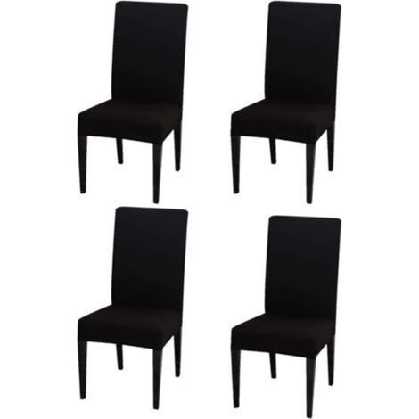 Ensemble de chaises noires 4 pièces, housse de chaise à dossier haut 383847cm, moderne, élastique et lavable, convient pour la salle à manger et la cuisine (1/5)