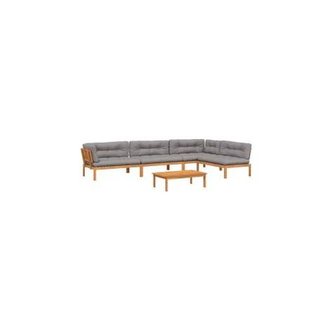 Salon palette de jardin avec coussins 5pcs bois d'acacia massif (1/5)