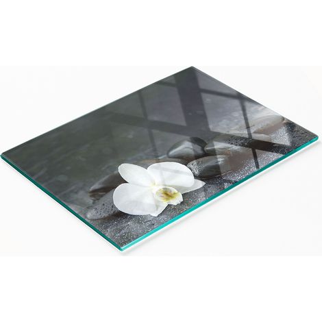 Tabla de cortar de cristal para cocina con diseño decorativo de orquídeas, 80x52 cm. (1/5)